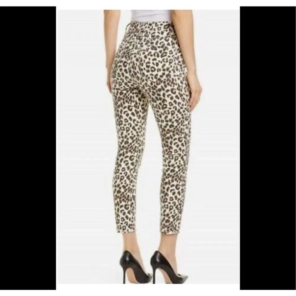 FRAME | ali high rise cigarette jeans beige leopard print 30